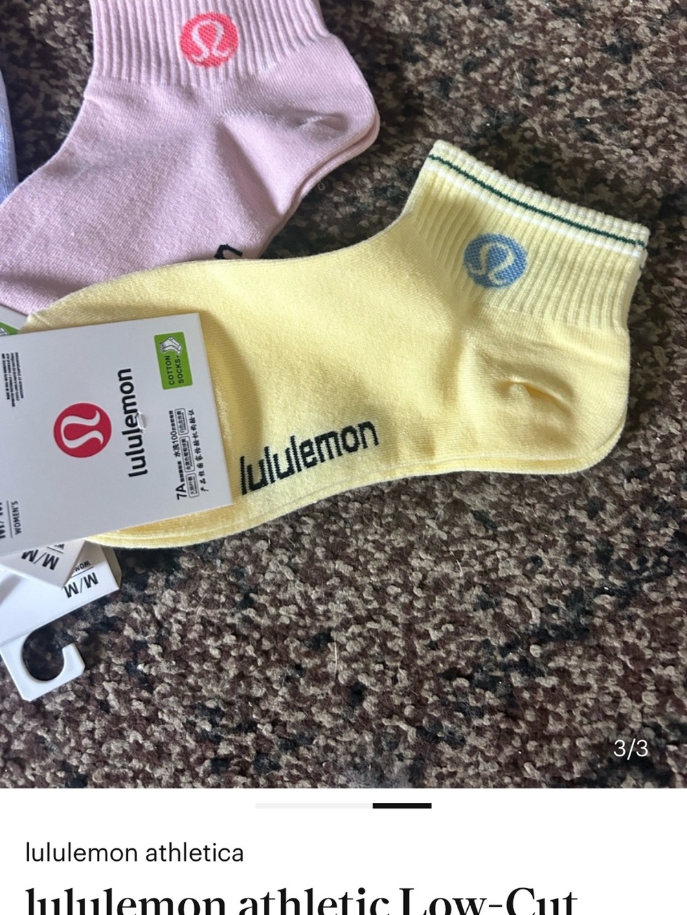 lululemon athletica Ankle Socks Trio - Yellow, Pink, Lavender - Picture 3 of 3
